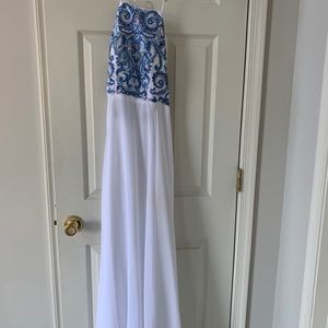 High neck prom beaded gown halter